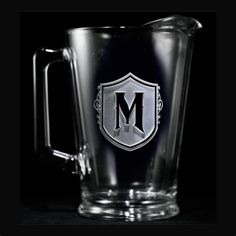 Monogrammed Engraved Glass Beer Pitcher Crystal Imagery