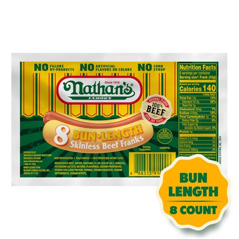 Nathan S Famous 12 2 1 Beef Franks 20 Case