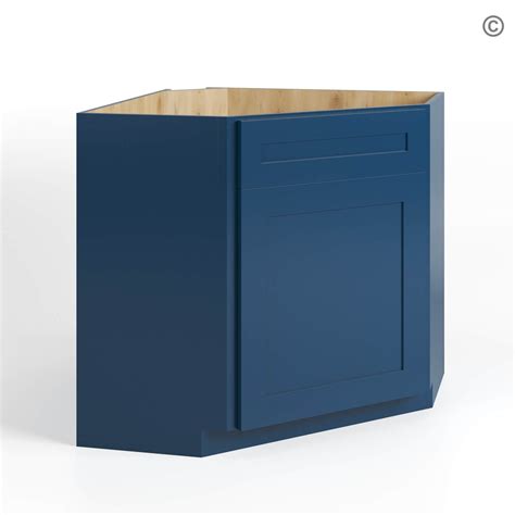 Navy Blue Shaker Blind Corner Base Cabinet Bwc