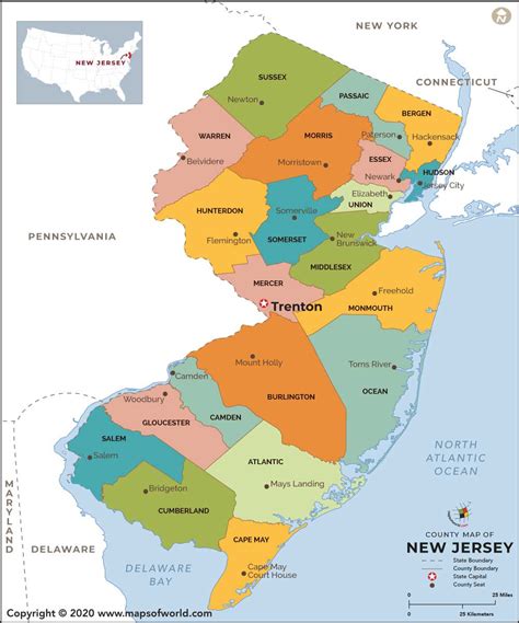 New Jersey County And Communities Map Adobe Illustrator
