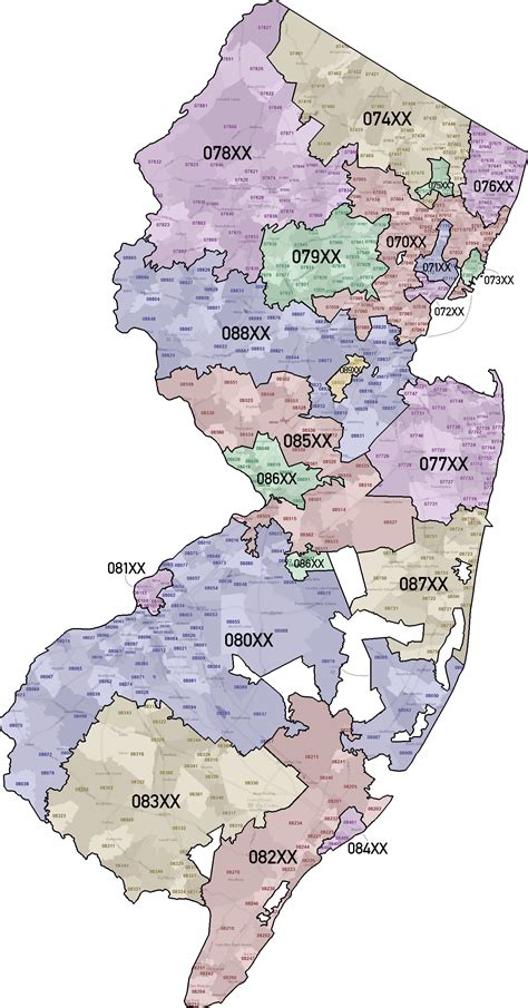 New Jersey Zip Code Map Monmouth County Nj Zip Code Maps Premium