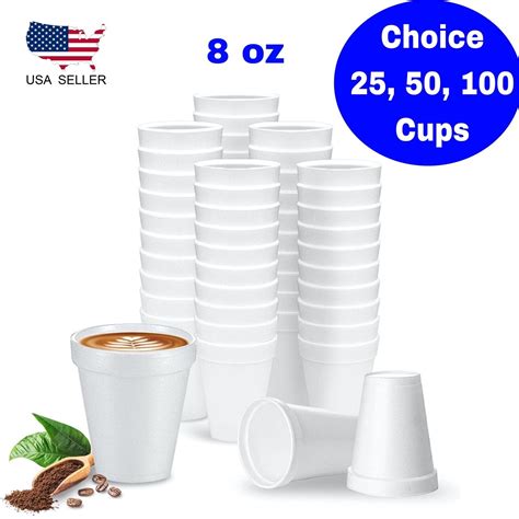 Nobrand 8 Oz Disposable Foam Cups White Styrofoam Hot And Cold
