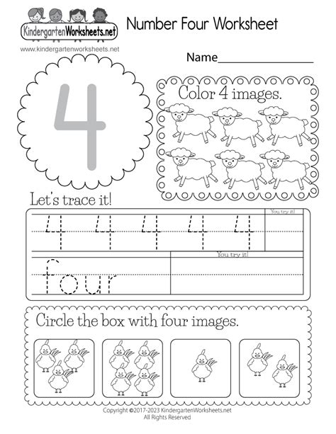Number 4 Worksheet Printable