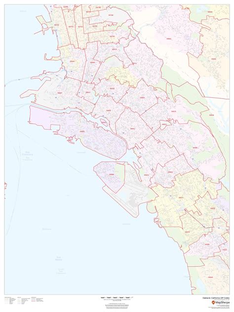 Oakland California Zip Codes Wall Map Oakland California Zip Codes Wall Map