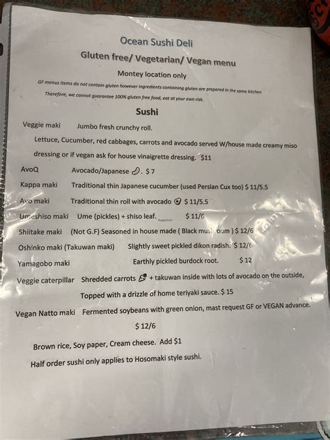 Ocean Sushi Deli Monterey California Restaurant Happycow
