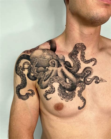 Octopus Womens Chest Tattoo Octopus Womens Chest Tattoo