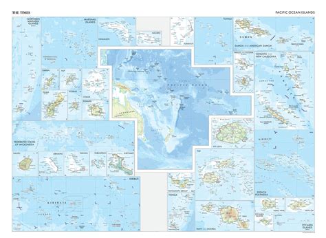Pacific Ocean Islands Wall Map From The Times