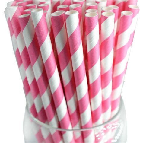 Packnwood 210Chp21pinkw Packnwood Wrapped Pink Striped Paper Straws
