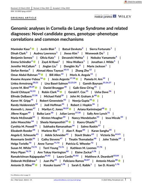 Pdf Genomic Analyses In Cornelia De Lange Syndrome And Related