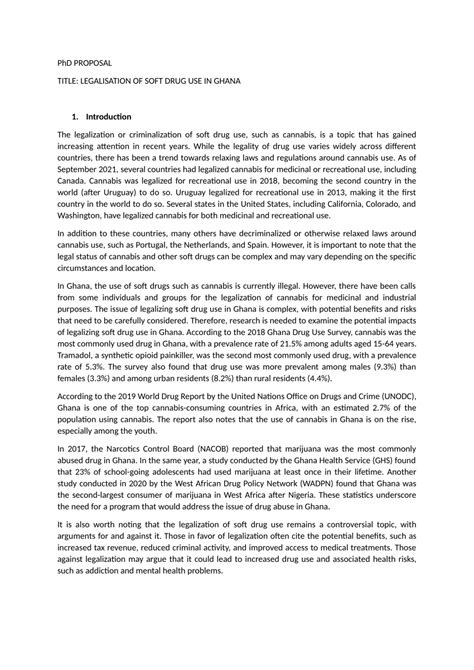 Pdf Phd Proposal Title Legalisation Of Soft Drug Use In Ghana
