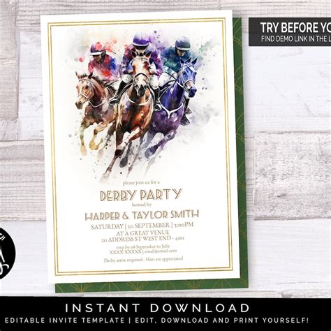 Personalized Horse Racing Race Card Print Editable Gift Etsy