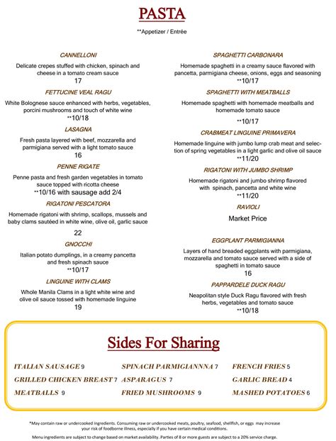 Pistone Amp 39 S Italian Inn Menu At Nicole Gibbs Blog