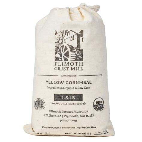 Plimoth Grist Mill Organic Local Yellow Cornmeal 1 5 Lb Bag