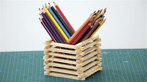 Popsicle Stick Diy Pen Holder A Popsicle Stick Box Papercraft No