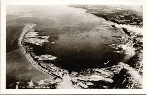 Port Angeles Wa Ediz Hook Aerial View Unused Real Photo Postcard F62