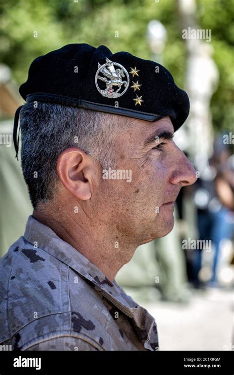 Portrait Of Spanish Soldier During Display Of Spanish Armed Forces Day