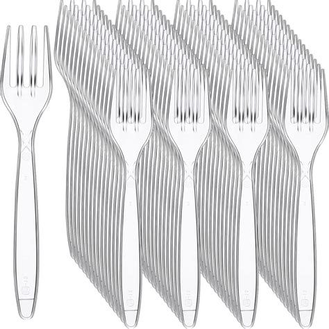 Potchen 1000 Pcs Clear Disposable Plastic Forks Heavy Duty Plastic