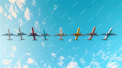 Premium Photo A Group Of Airplanes Flying In The Sky With The Words