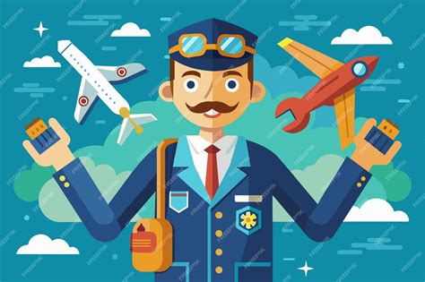 Premium Vector Create A Flatstyle Flight Engineer With Airplane And Tools