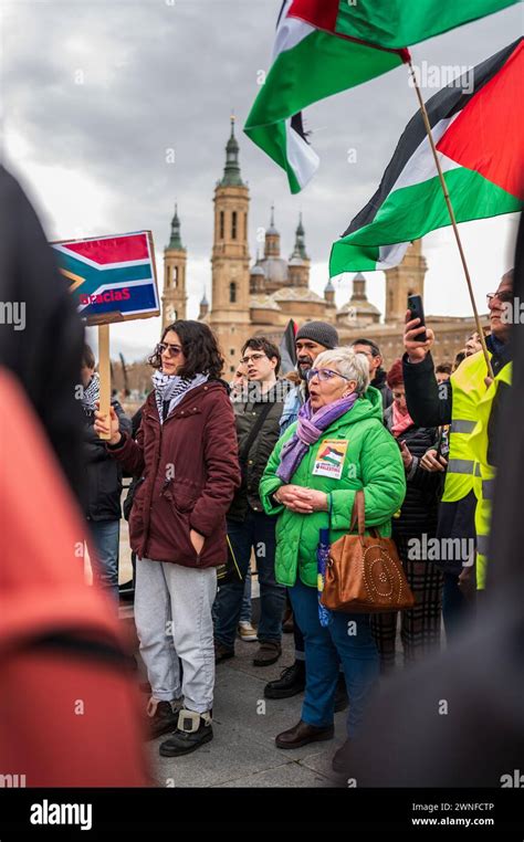 Pro Palestine Rally In Zaragoza Spain Stock Photo Alamy