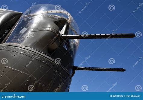 Rear Gun Turret On British Second World War Lancaster Bomber Sky