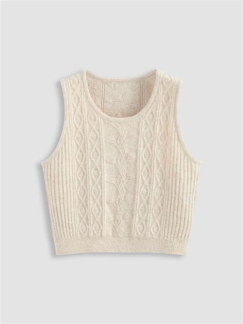 Recycled Cider Wool Blend Cable Knitted Vest For School Daily Casual