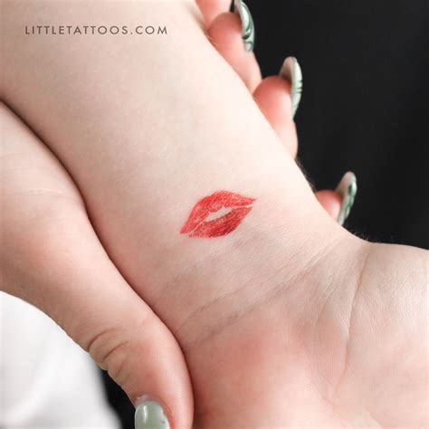 Red Kiss Mark Temporary Tattoo Set Of 3 Little Tattoos