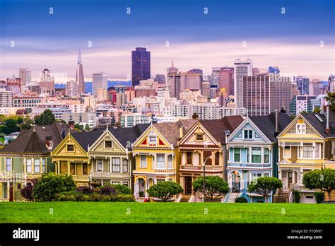 San Francisco California Cityscape At Alamo Square Stock Image Image