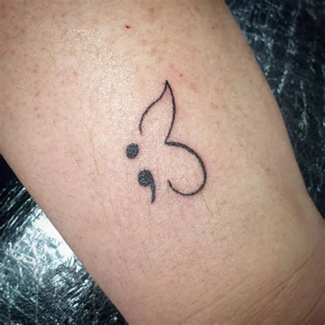 Semicolon Butterfly Tattoo