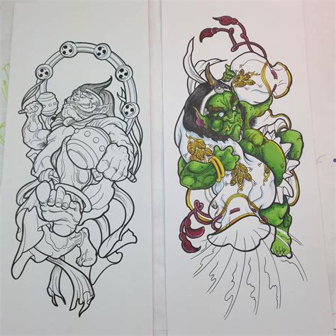 Sketch Raijin Fujin Tattoo He Was Present At The Creation Of The World