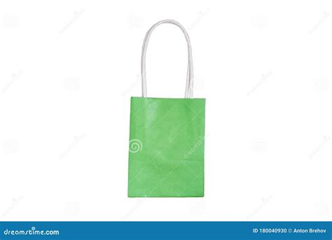 Small Green Paper Bag Isolated On A White Background Food Delivery