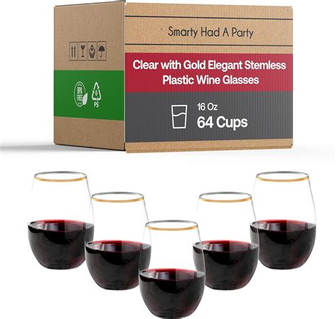 Smarty Had A Party 16 Oz Wine Glasses 64 Clear Plastic Wine Glasses