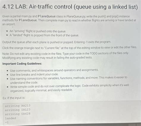 Solved 4 12 1 Lab Air Traffic Control Queue Using A Chegg Com