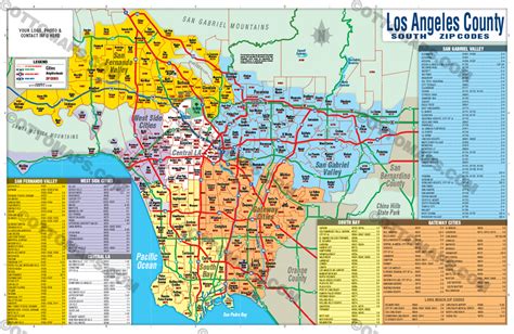 Southern Los Angeles County Zip Code Map Regions Colored Files Pdf And Ai
