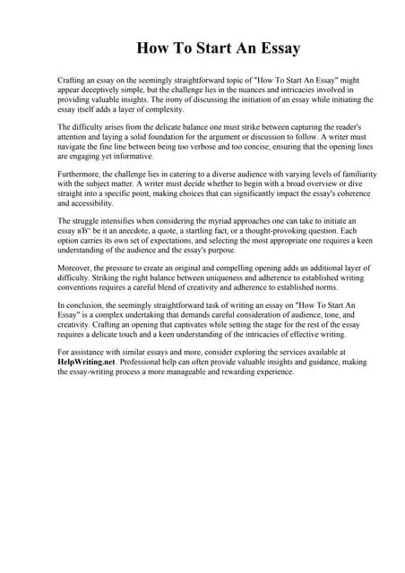 Start Essay Pdf