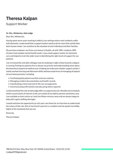 Support Worker Cover Letter Example Writing Guide Resume Io