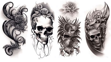 Tattoo Designs Of Skulls On Paper