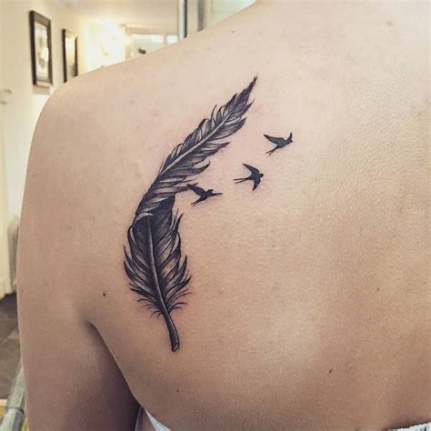 Tattoo Of Feather With Birds Tattoo Style Trends