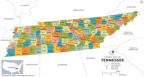 Tennessee County Map American Map Store