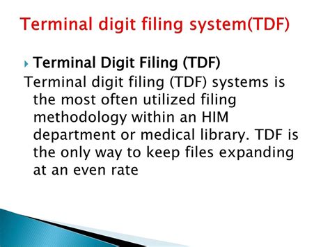 Terminal Digit Filing Healthcare Definition