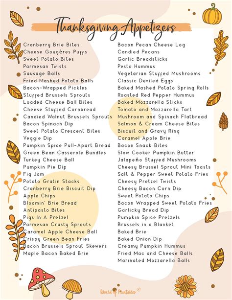 Thanksgiving Food Checklist Food List Printables World Of Printables