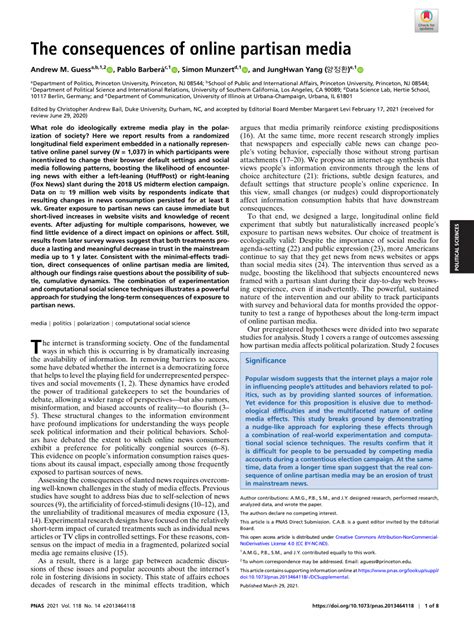 The Consequences Of Online Partisan Media Pnas
