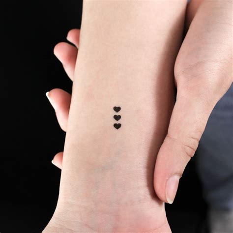 Three Tiny Black Hearts Temporary Tattoo Set Of 3 Little Tattoos