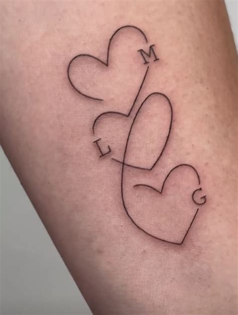 Tiny 3 Hearts Tattoo Design