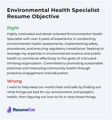 Top 17 Environmental Health Specialist Resume Objective Examples