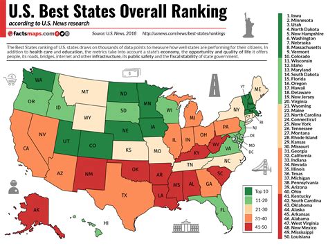 U S Best States Overall Ranking According To U S News Oc 2400X1800 R Mapporn