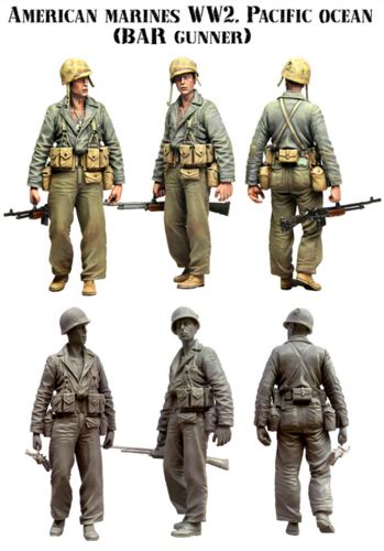 U S Marines Ww2 Bar Gunner Pazific Ocean 3 Evolution Miniatures 35055