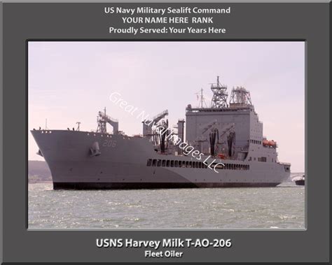 Usns Harvey Milk T Ao 206 Personalized Navy Ship Photo Great Naval Images Llc