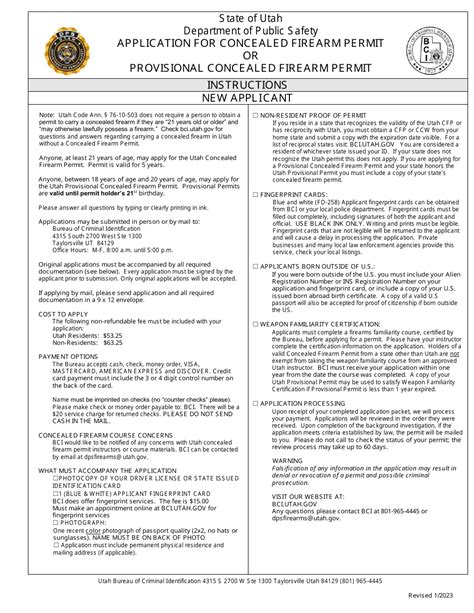 Utah Concealed Firearm Permit 2008 2026 Form Fill Out And Sign
