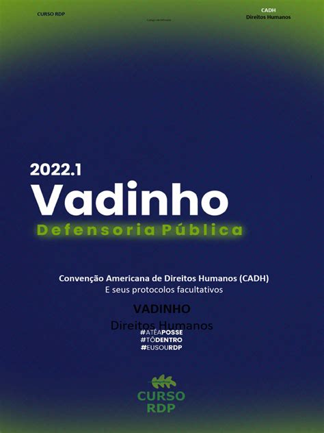 Vadinho 2022 1 Defensoria P Blica Conven O Americana De Direitos